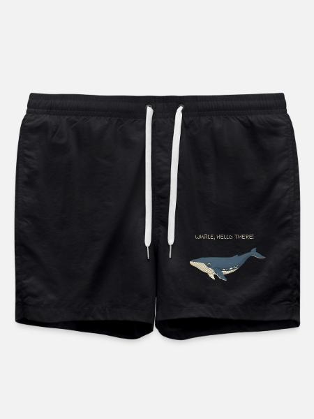 Whale Hello There Funny Marine Animal Pun - Swim Trunks - black
