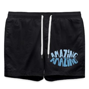 Blue Bubble Letter: Erstaunlich - Badeshorts - Schwarz - Vorne - AI Model Male 185 light (185cm)