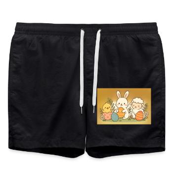 Ostern - Badeshorts - Schwarz - Vorne - AI Model Male 185 light (185cm)