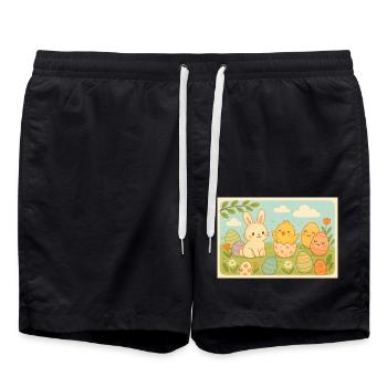 Ostern - Badeshorts - Schwarz - Vorne - AI Model Male 185 light (185cm)