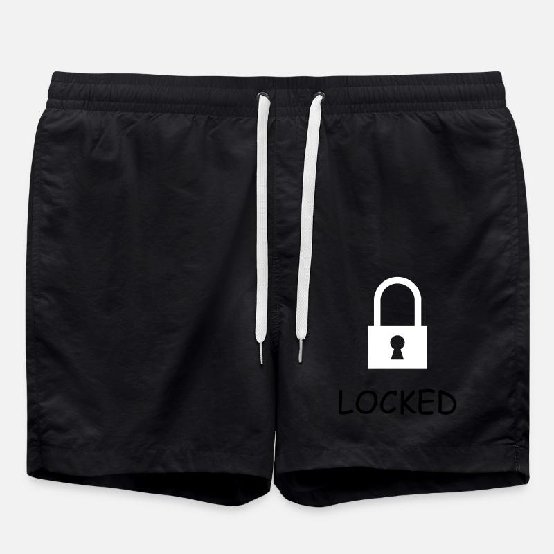 Lock closed with text: "Locked" - Swim Trunks - black