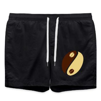 Coffee Bean Yin Yang - Swim Trunks - black - Front - AI Model Male 185 light (185cm)
