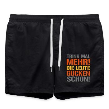 Trink mal mehr - Badeshorts - Schwarz - Vorne - AI Model Male 185 light (185cm)