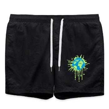 graffiti tropfen klecks spritzer erde musik kopfho - Badeshorts - Schwarz - Vorne - AI Model Male 185 light (185cm)
