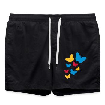 viele bunte schmetterlinge muster silhouette insek - Badeshorts - Schwarz - Vorne - AI Model Male 185 light (185cm)