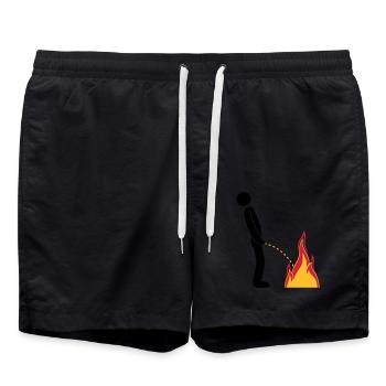 feuer loeschen flammen heiss feuerwehr logo im ste - Badeshorts - Schwarz - Vorne - AI Model Male 185 light (185cm)
