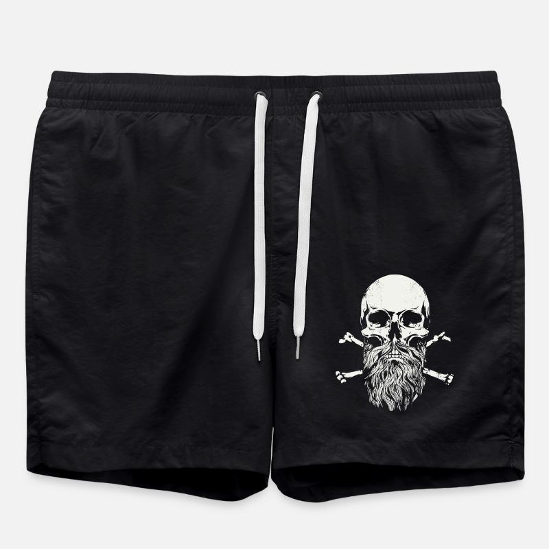 Crâne barbu - crâne - Short de bain - noir