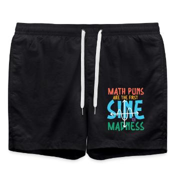 Math Puns Are The First Sine Of Madness - Badeshorts - Schwarz - Vorne - AI Model Male 185 light (185cm)