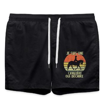 Je suis Une cavalière Qui déchire - Short de bain - noir - Devant - AI Model Male 185 light (185cm)