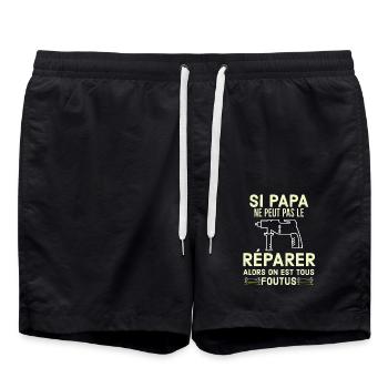 Si papa ne sait pas le réparer - Short de bain - noir - Devant - AI Model Male 185 light (185cm)