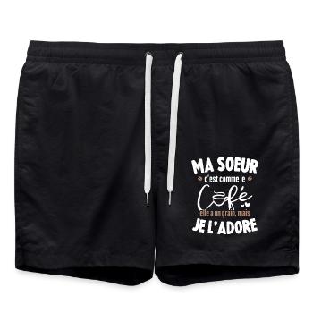 Ma Sœur Comme Le Café Elle A Un Grain Je L'adore - Short de bain - noir - Devant - AI Model Male 185 light (185cm)
