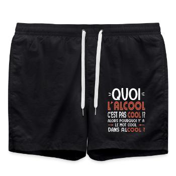 lalcool c est pas cool pourquoi y'a le mot cool - Short de bain - noir - Devant - AI Model Male 185 light (185cm)
