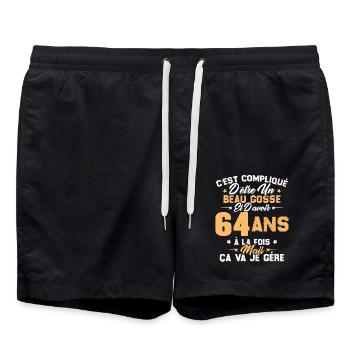 Cadeau d'anniversaire Beau gosse et d'avoir 64 ans - Short de bain - noir - Devant - AI Model Male 185 light (185cm)