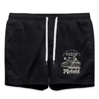 Motard le meilleur viticulteur cadeau vigneron - Short de bain - noir - Devant - AI Model Male 185 light (185cm)