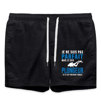plongee parfait plongeur sport plongée sous marine - Short de bain - noir - Devant - AI Model Male 185 light (185cm)