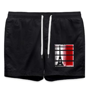 Paris Tour Eiffel Style Décontracté Moderne - Short de bain - noir - Devant - AI Model Male 185 light (185cm)