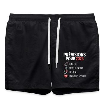 Prévisions pour 2023 Humour Futur Papa naissance - Short de bain - noir - Devant - AI Model Male 185 light (185cm)