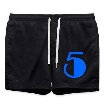 5. 5 YEARS. 5TH ANNIVERSARY. BIRTHDAY 5 YEARS - Swim Trunks - black - Front - AI Model Male 185 light (185cm)