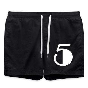5 JAHRE. 5-JÄHRIGES JUBILÄUM. GEBURTSTAG 5 JAHRE. 5 - Badeshorts - Schwarz - Vorne - AI Model Male 185 light (185cm)