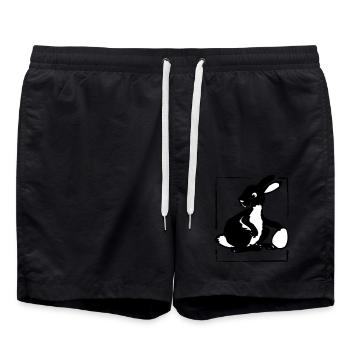Bunny with Egg in a Frame | Vectorgraphic - Badeshorts - Schwarz - Vorne - AI Model Male 185 light (185cm)