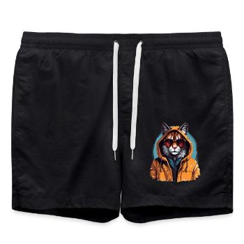 Style de rue lynx | Amoureux du lynx - Short de bain - noir - Devant - AI Model Male 185 light (185cm)