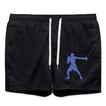 Boxer-Silhouette, Lebendiges Boxsport-Design - Badeshorts - Schwarz - Vorne - AI Model Male 185 light (185cm)