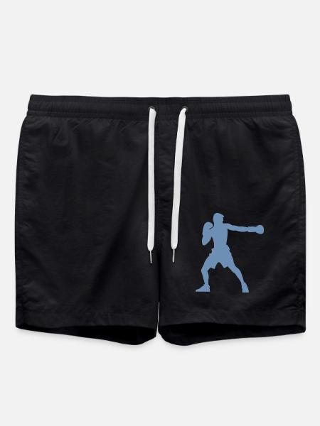 Boxer silhouette, vivid boxing design - Swim Trunks - black