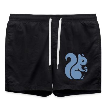 Minimalistische Eichhörnchen Silhouette mit Nuss - Badeshorts - Schwarz - Vorne - AI Model Male 185 light (185cm)