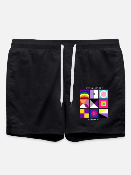 Love is like art – colorful – LGBTQIA+ geometric - Swim Trunks - black