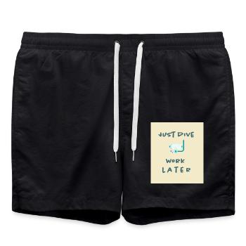 geh tauchen, arbeite später - Badeshorts - Schwarz - Vorne - AI Model Male 185 light (185cm)