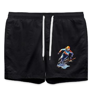 Eisschnelllauf: Eine rasante Fahrt auf dem Eis - Badeshorts - Schwarz - Vorne - AI Model Male 185 light (185cm)