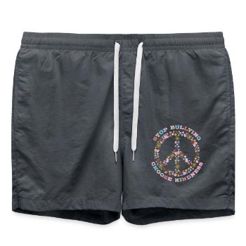 Stopp Mobbing, Wähle Freundlichkeit - Badeshorts - Anthrazit - Vorne - AI Model Male 185 light (185cm)