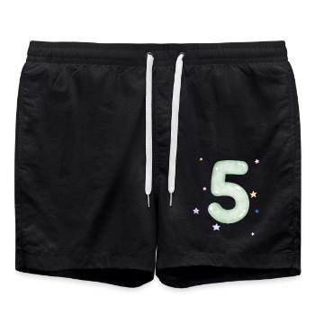 5e anniversaire watercolor étoile - Short de bain - noir - Devant - AI Model Male 185 light (185cm)