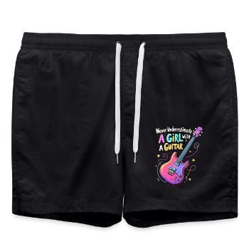 Fille avec la puissance de la guitare - Short de bain - noir - Devant - AI Model Male 185 light (185cm)