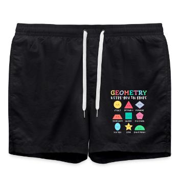 Formes géométriques avec des dictons positifs - Short de bain - noir - Devant - AI Model Male 185 light (185cm)