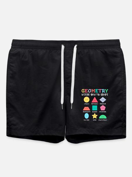 Geometry Shapes with Positive Slogans - Swim Trunks - black