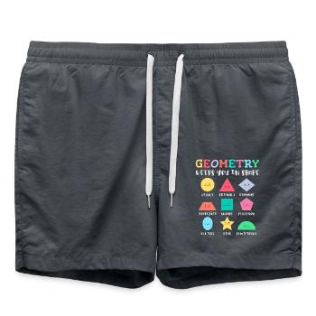 Formes géométriques avec des dictons positifs - Short de bain - charbon - Devant - AI Model Male 185 light (185cm)