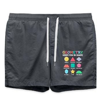 Formes géométriques avec des dictons positifs - Short de bain - charbon - Devant - AI Model Male 185 light (185cm)