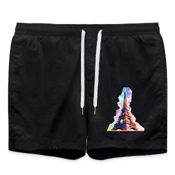 Eiffel tower #14 - Short de bain - noir - Devant - AI Model Male 185 light (185cm)
