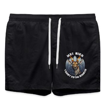 mei bier trogt no da hirsch Trachtenshirt Hirsch - Badeshorts - Schwarz - Vorne - AI Model Male 185 light (185cm)