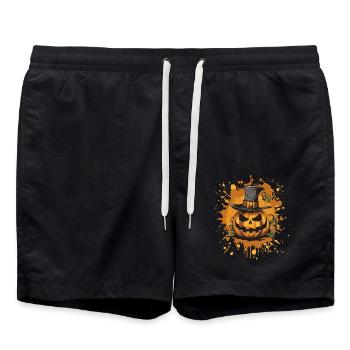 Citrouille Halloween - Short de bain - noir - Devant - AI Model Male 185 light (185cm)