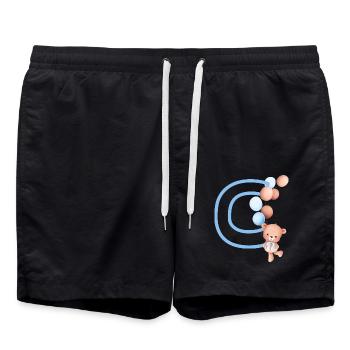 Buchstabe c blauer Bär - Badeshorts - Schwarz - Vorne - AI Model Male 185 light (185cm)