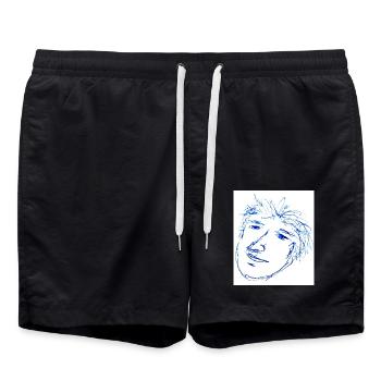 Quick Sketch Portrait wirres Haar - Badeshorts - Schwarz - Vorne - AI Model Male 185 light (185cm)