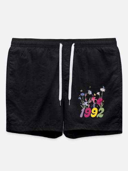 Year of birth 1992 wildflowers - Swim Trunks - black
