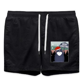 Joyeux Noël Chat - Short de bain - noir - Devant - AI Model Male 185 light (185cm)