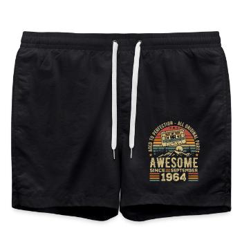 Anniversaire Septembre 1964 Vintage Septembre 1964 - Short de bain - noir - Devant - AI Model Male 185 light (185cm)