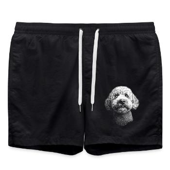 Lagotto Romagnolo Portrait Hunde Hund - Badeshorts - Schwarz - Vorne - AI Model Male 185 light (185cm)