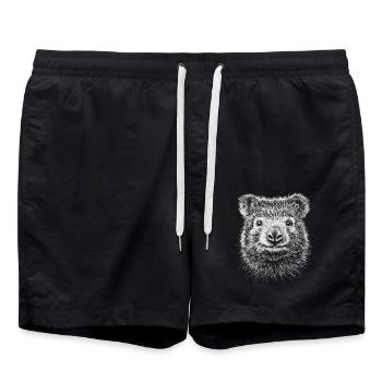 Wombat Portrait Australian Tiere Tier - Badeshorts - Schwarz - Vorne - AI Model Male 185 light (185cm)