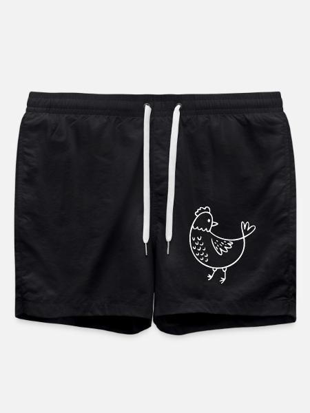 Chicken Sketch - Swim Trunks - black