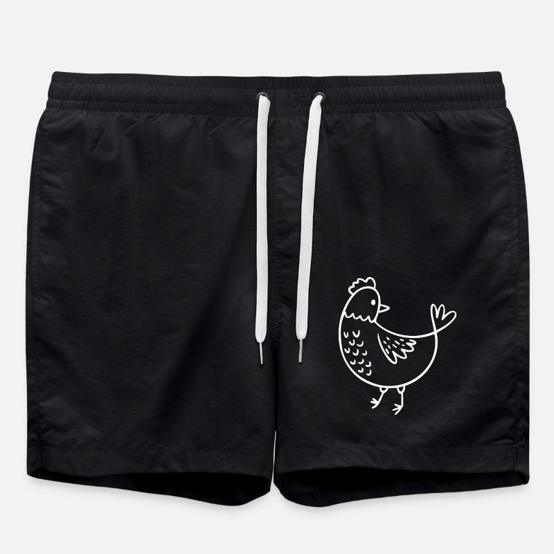 Chicken Sketch - Swim Trunks - black